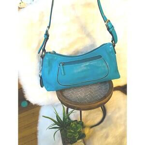 Tig & Co Genuine Leather Turquois Color Shoulder Purse